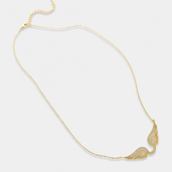 NEW Pave CZ Diamond Angel Wings Necklace - Picture 6 of 6